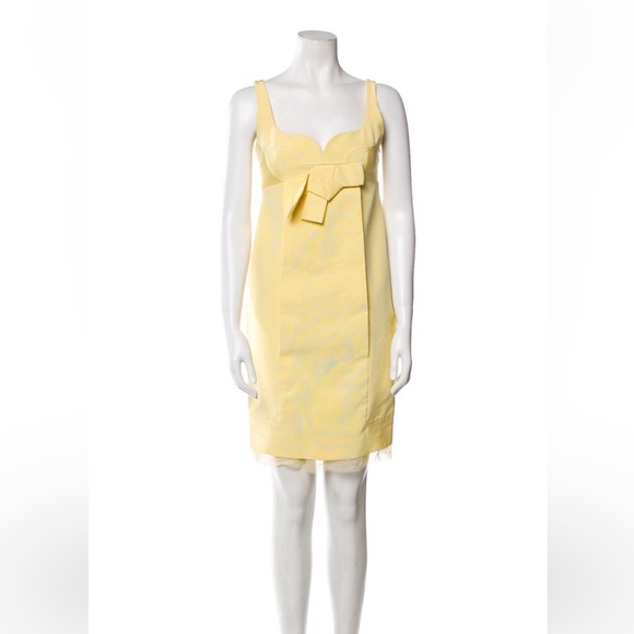 Paule Ka Square Nevkline Yellow Sleeveless Shift Dress US 6 FR38 - Picture 1 of 5